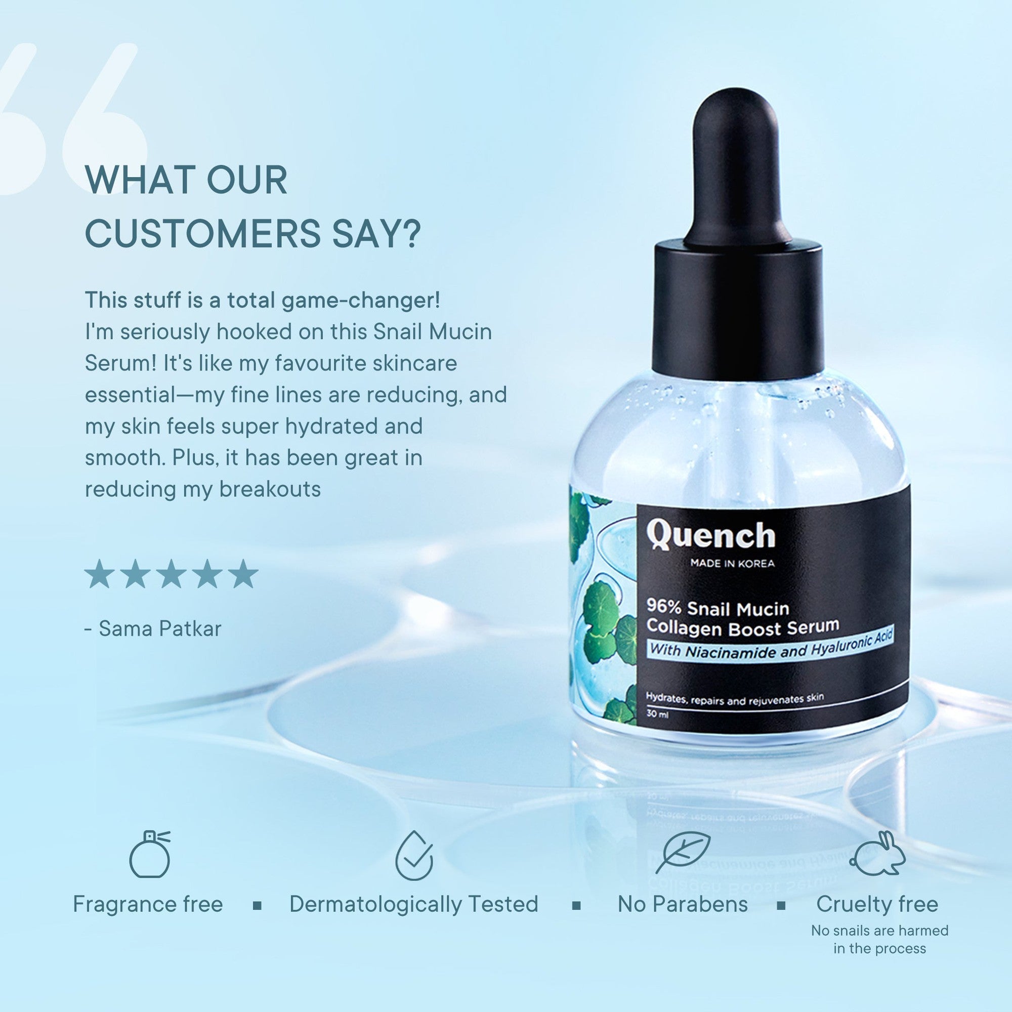 96% Snail Mucin Collagen Boost Serum with Niacinamide & Hyaluronic Acid - 10 ml (Mii)