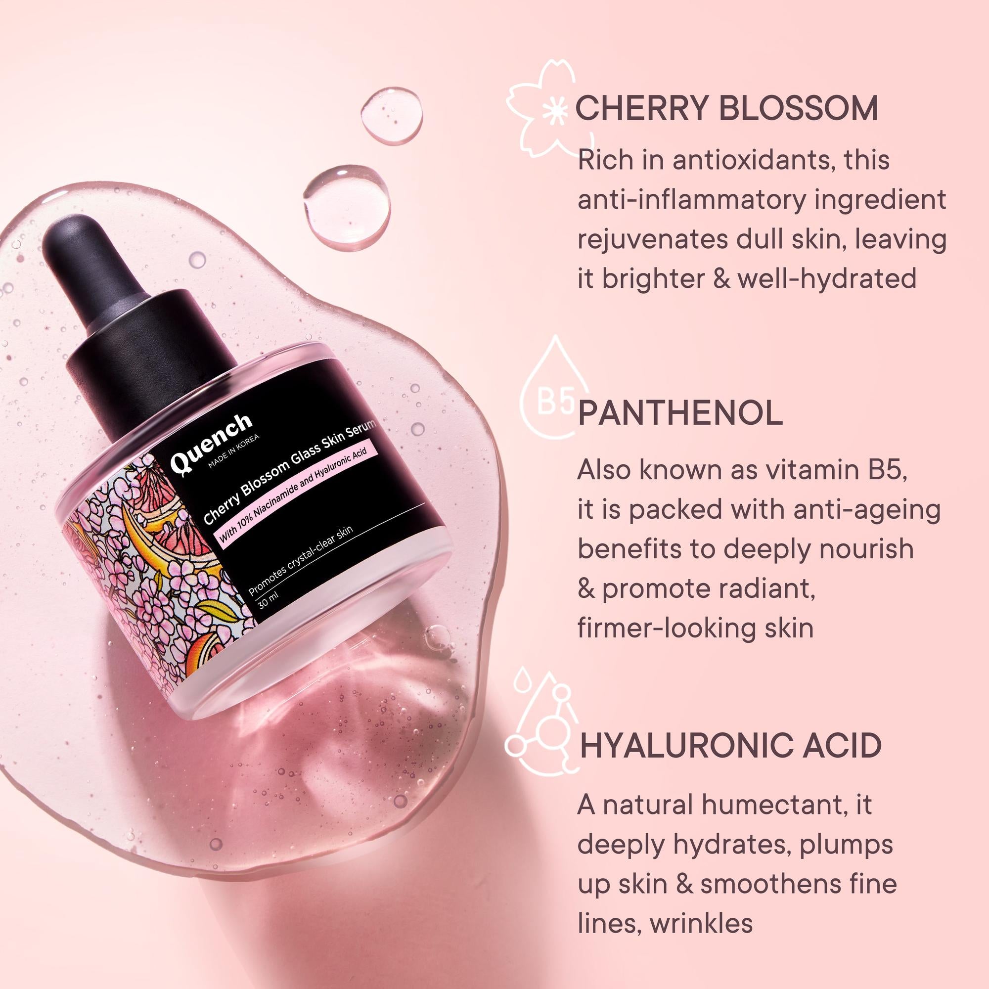 Cherry Blossom Glass Skin Serum With 10% Niacinamide and Hyaluronic Acid - 30 ML
