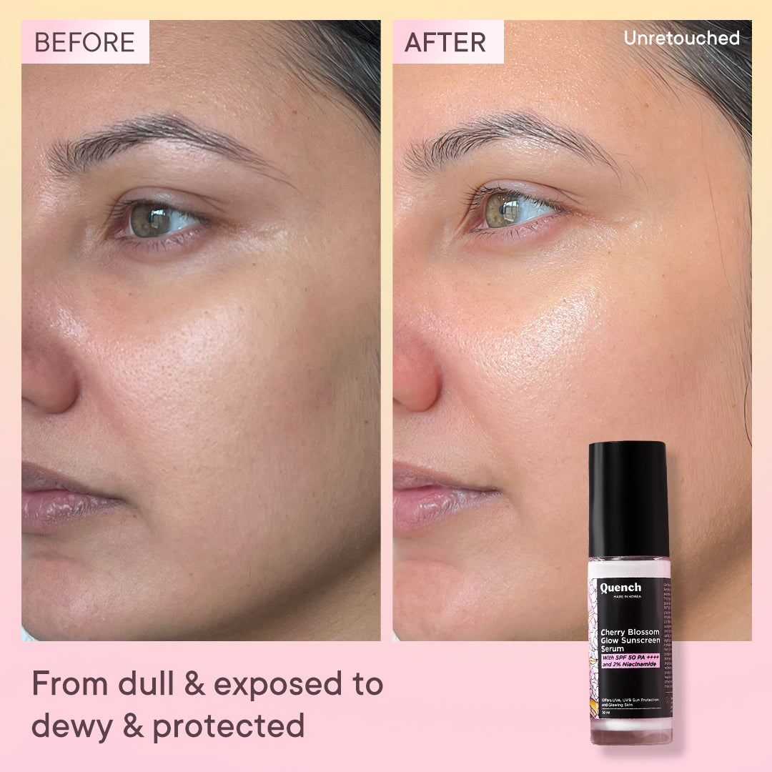 Cherry Blossom Glow Sunscreen Serum with 2% Niacinamide.