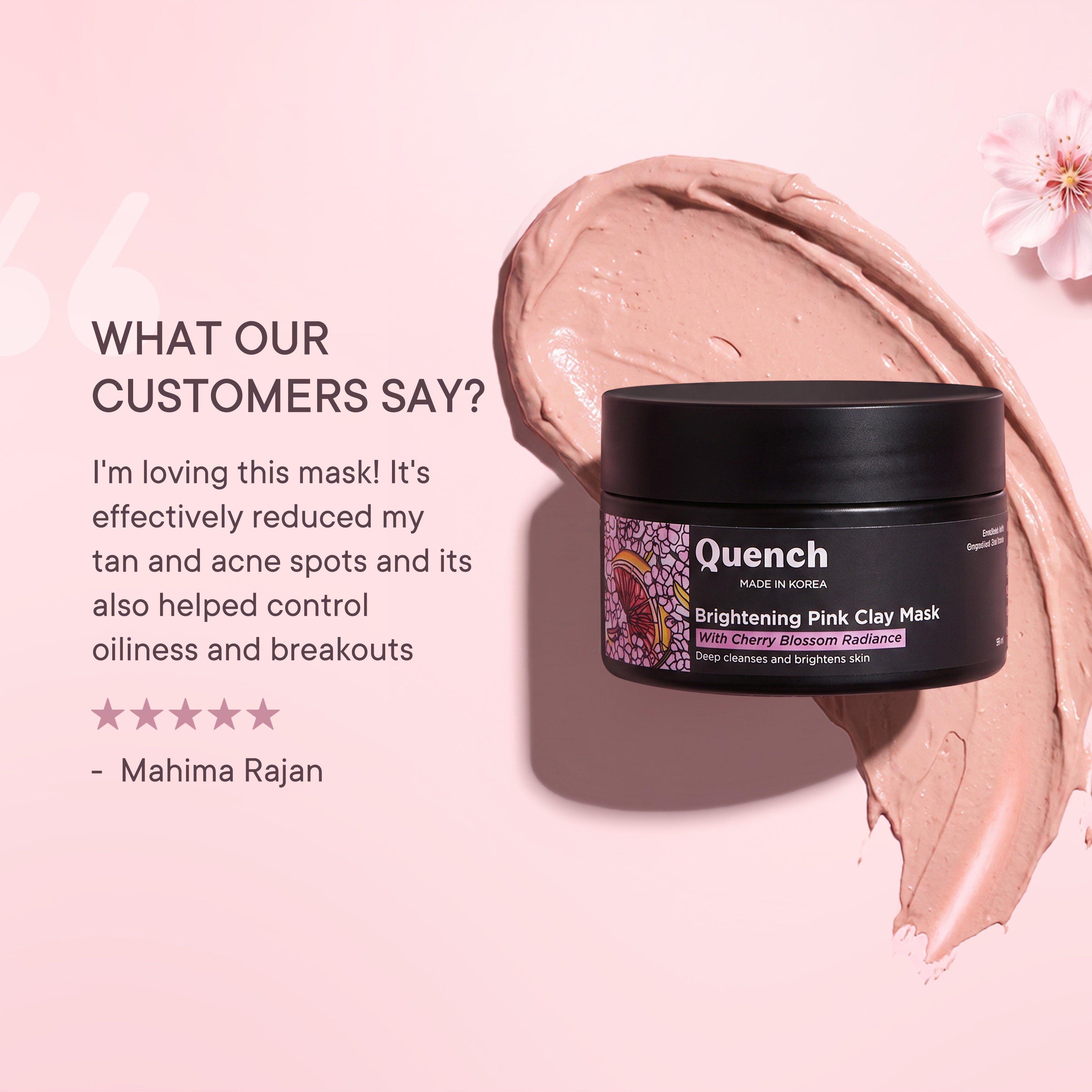 Brightening Pink Clay Mask with Cherry Blossom Radiance | De-tan & Removes Blackheads - 50 ML