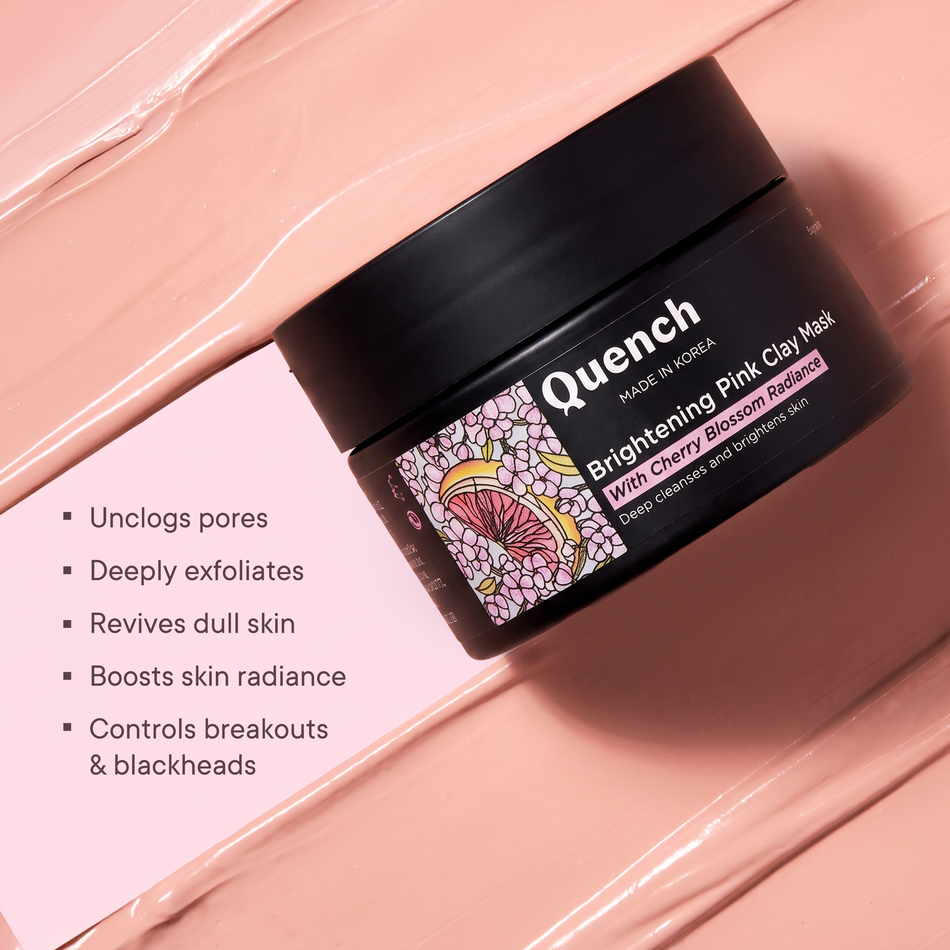 Brightening Pink Clay Mask with Cherry Blossom Radiance | De-tan & Removes Blackheads - 50 ML
