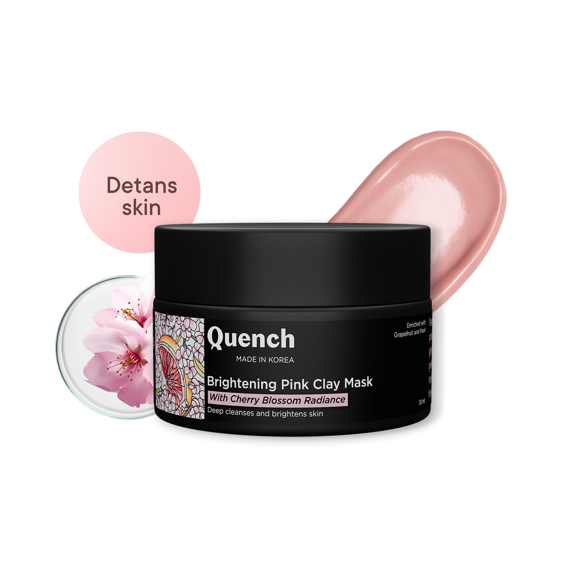 Brightening Pink Clay Mask with Cherry Blossom Radiance | De-tan & Removes Blackheads - 50 ML