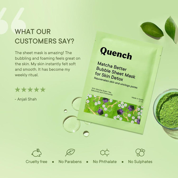 Bubble Sheet Mask with Matcha Green Tea Anti-Oxidants -21 ML - Pack Of 1
