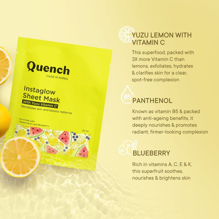 Instaglow Sheet Mask with Yuzu Vitamin C - Pack Of 1