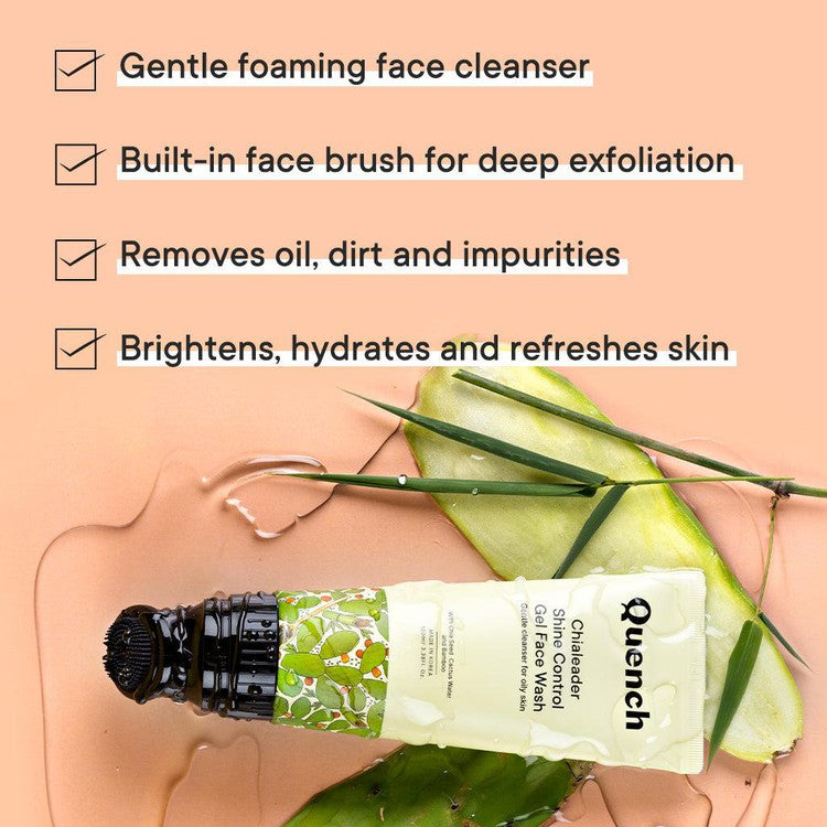Shine Control Gel Face Wash With Built-in Brush for Deep Cleansing - 100 ML - TEST DEV-X