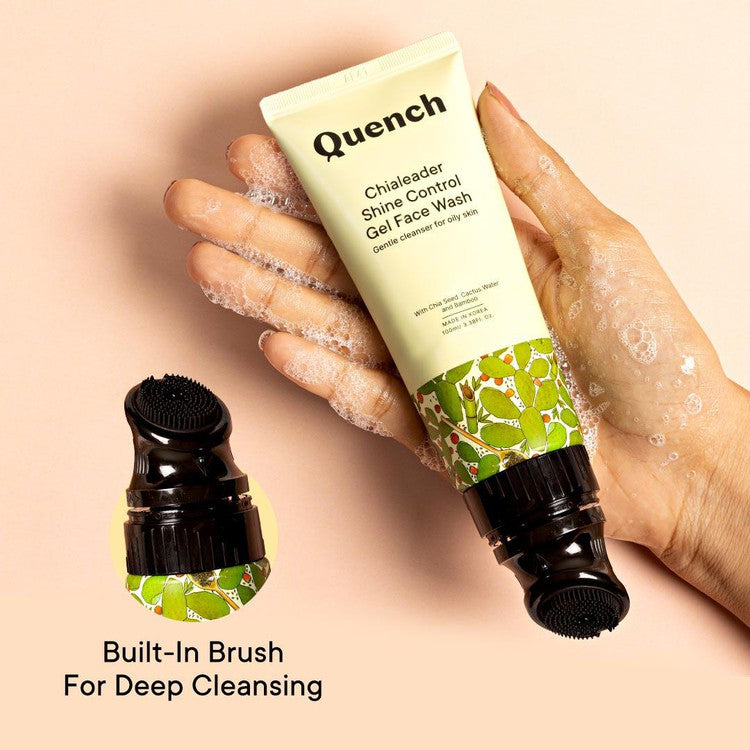 Shine Control Gel Face Wash With Built-in Brush for Deep Cleansing - 100 ML - TEST DEV-X